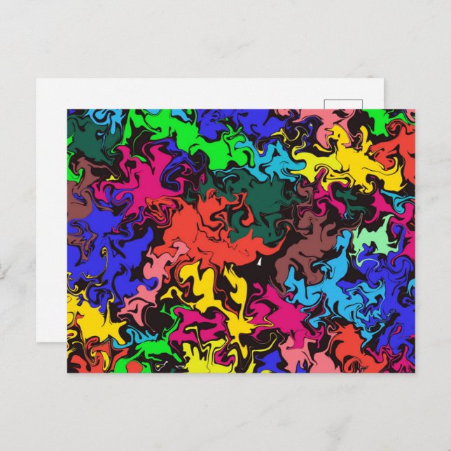 Abstract Colourful Twirls /  Postcard (Front/Back)