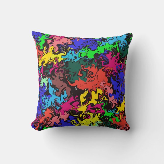 Abstract Colourful Twirls /  Throw Pillow (Front)