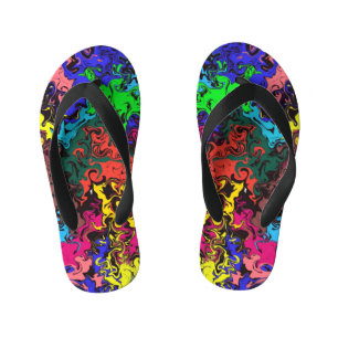 Abstract Colourful Twirly / Kid's Flip Flops