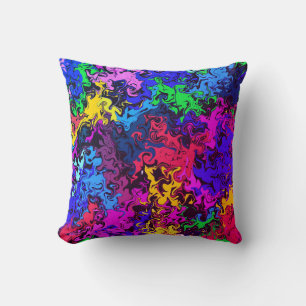 Abstract Colourful Twirly / Miami /  Throw Pillow