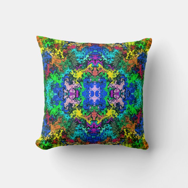 Abstract Colourful Twirly / Mirror / Greenleaf / Throw Pillow (Front)