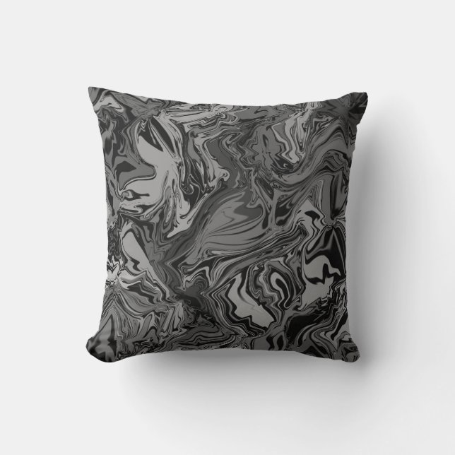 Abstract Colourful Twirly / Pushed / B & W / Throw Pillow (Front)