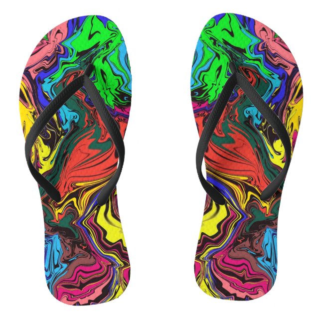 Abstract Colourful Twirly / Pushed / Flip Flops (Footbed)