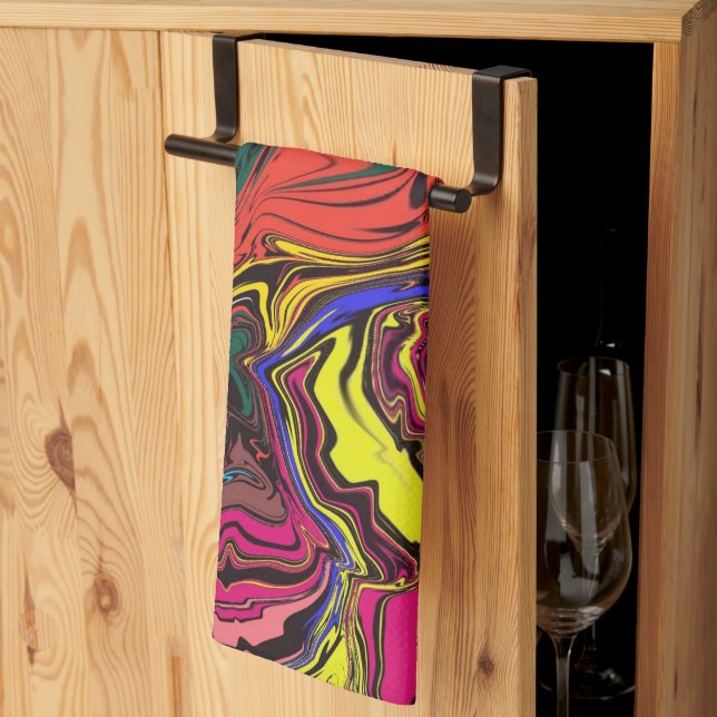 Abstract Colourful Twirly / Pushed / Kitchen Towel (Thirds Fold)