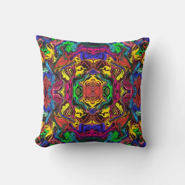 Abstract Colourful Twirly / Pushed / Mirror / Throw Pillow (Front)