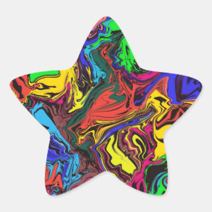 Abstract Colourful Twirly / Pushed / Star Sticker