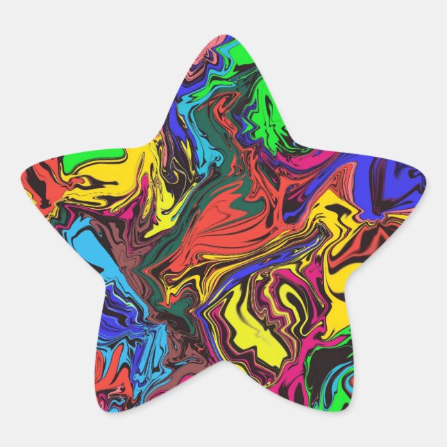 Abstract Colourful Twirly / Pushed / Star Sticker (Front)