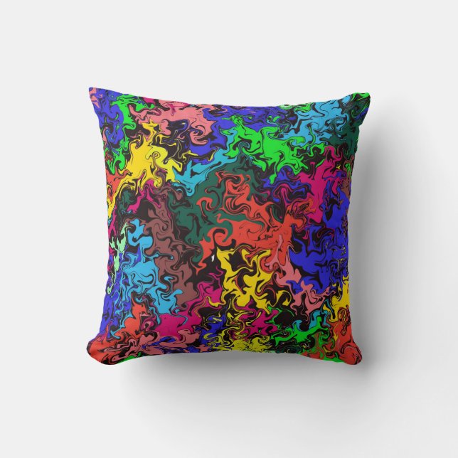 Abstract Colourful Twirly / Throw Pillow (Front)