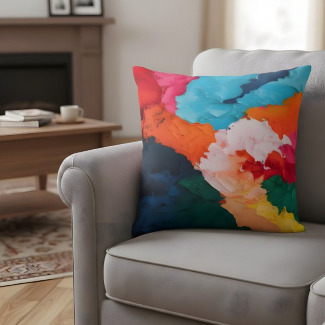 Abstract Colourful Vibrant Throw Pillow (Creator Uploaded)