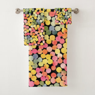 Abstract Colourful Watercolor Dots Bath Towel Set