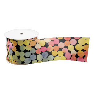 Abstract Colourful Watercolor Dots Satin Ribbon