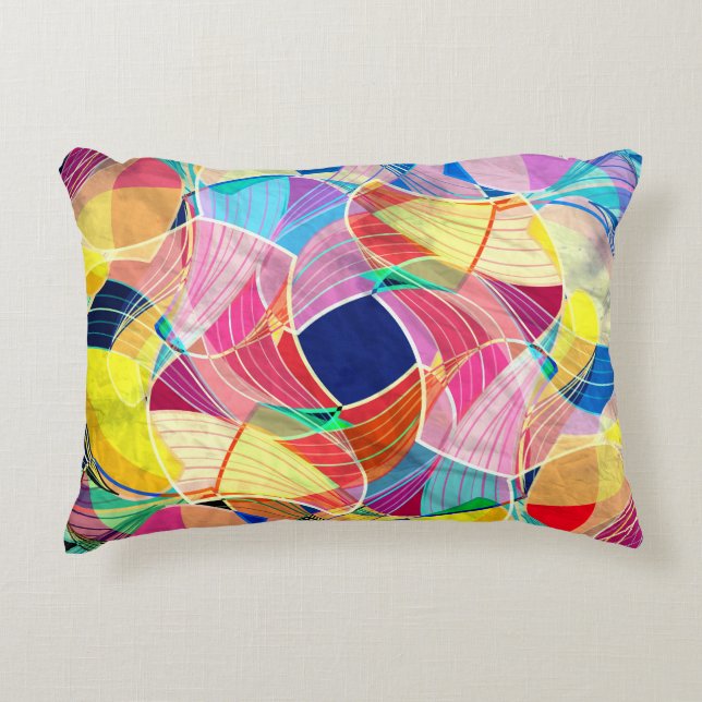 Abstract colourful watercolor, fantastic backgroun accent pillow (Front)