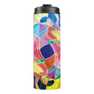Abstract colourful watercolor, fantastic backgroun thermal tumbler