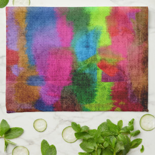 Abstract Colourful Watercolor Pattern Kitchen Towel