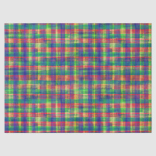 Abstract Colourful Watercolor Plaid Pattern Tissue Paper