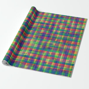 Abstract Colourful Watercolor Plaid Pattern Wrapping Paper