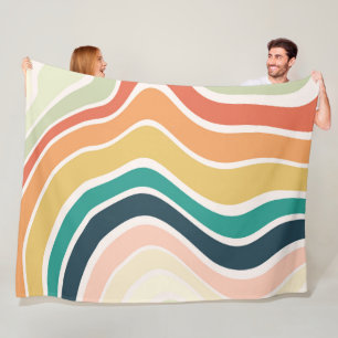 Abstract Colourful Wavy Pattern Fleece Blanket