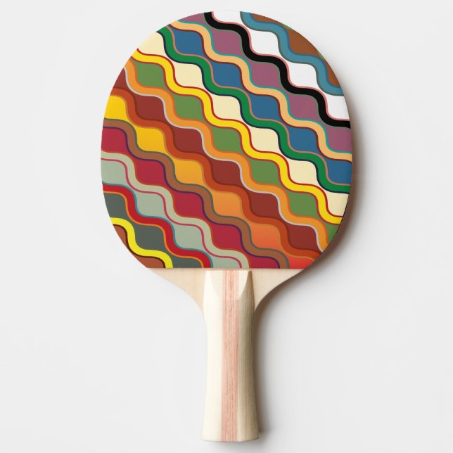 Abstract Colourful wavy Stripes Ping Pong Paddle (Front)