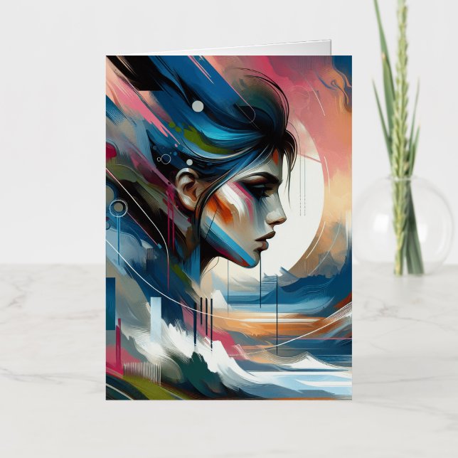 Abstract colourful woman's face foil greeting card (Front)