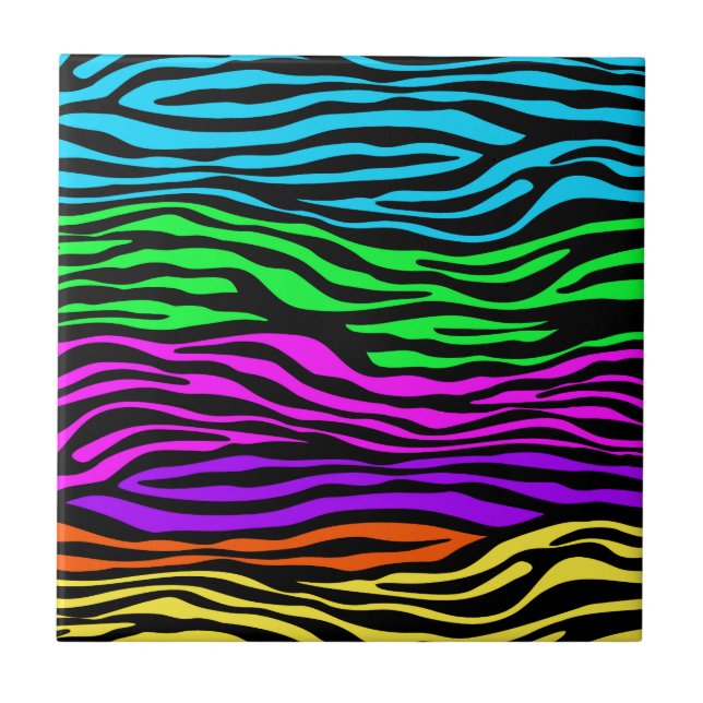 abstract Colourful Zebra Stripes Tile (Front)