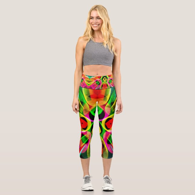 Abstract colours capri leggings (Front)