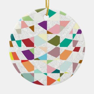 Abstract Colours Damask Ceramic Ornament