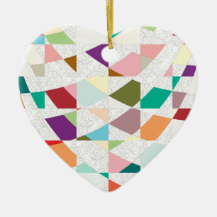 Abstract Colours Damask Ceramic Ornament