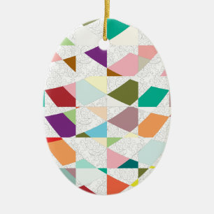 Abstract Colours Damask Ceramic Ornament