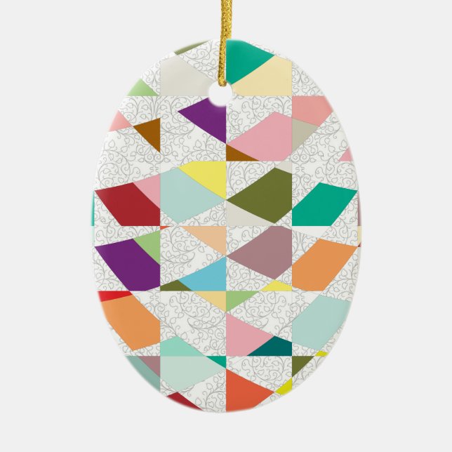 Abstract Colours Damask Ceramic Ornament (Front)