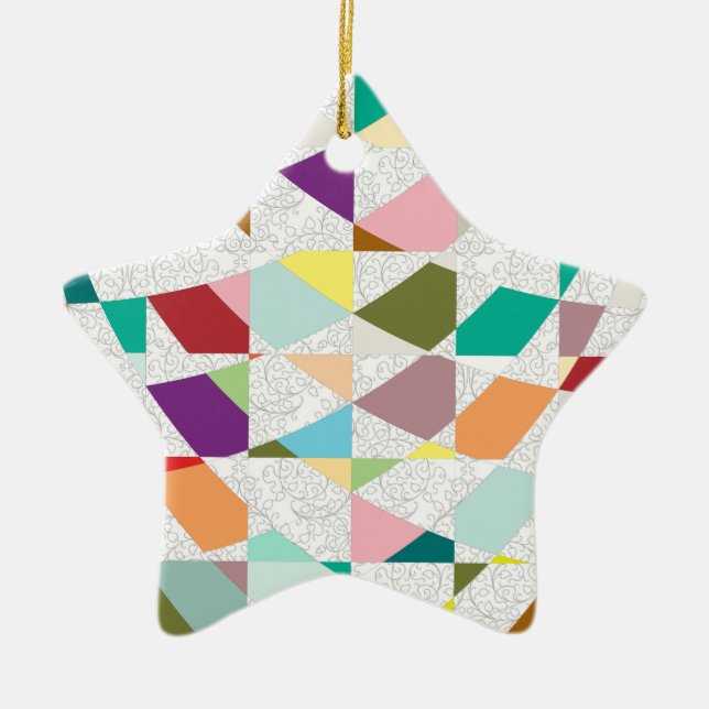Abstract Colours Damask Ceramic Ornament (Front)