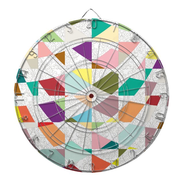 Abstract Colours Damask Dartboard (Front)