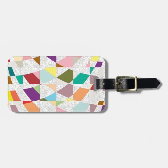 Abstract Colours Damask Luggage Tag (Front Horizontal)