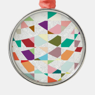Abstract Colours Damask Metal Ornament