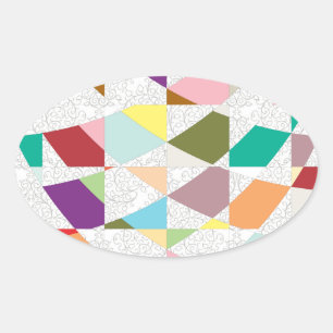 Abstract Colours Damask Oval Sticker