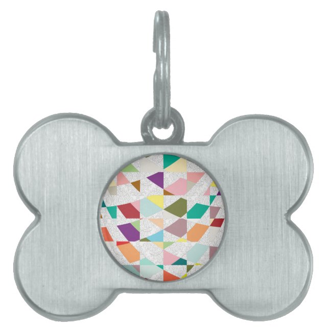 Abstract Colours Damask Pet Name Tag (Front)