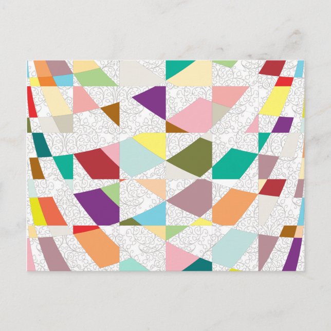 Abstract Colours Damask Postcard (Front)
