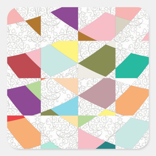 Abstract Colours Damask Square Sticker (Front)