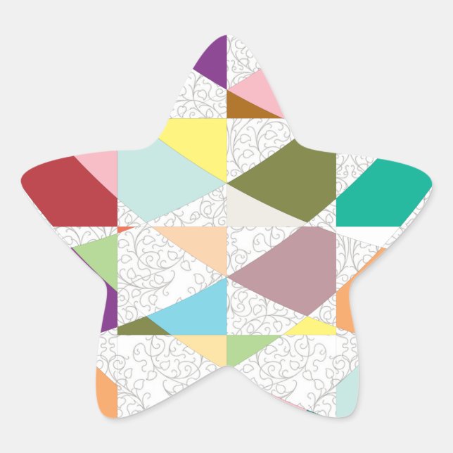 Abstract Colours Damask Star Sticker (Front)