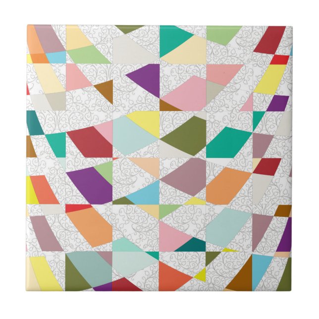 Abstract Colours Damask Tile (Front)
