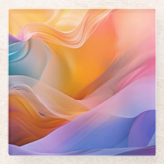 Abstract Colours Glass Coaster (Front)