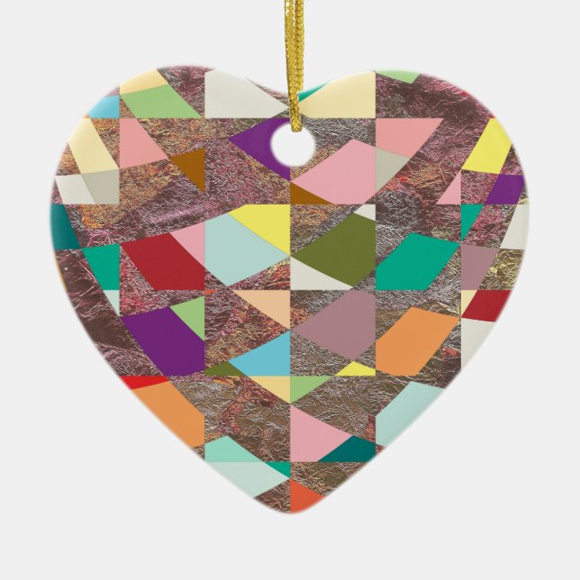 Abstract Colours Glitter Ceramic Ornament (Front)