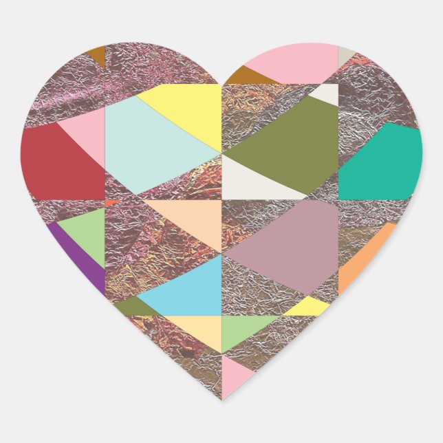 Abstract Colours Glitter Heart Sticker (Front)