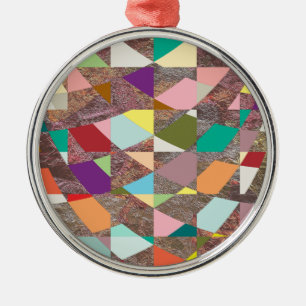 Abstract Colours Glitter Metal Ornament