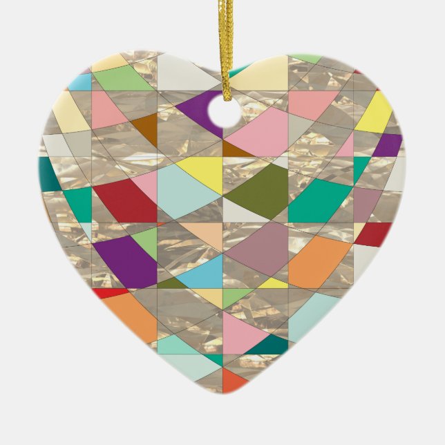 Abstract Colours Gold Ceramic Ornament (Front)