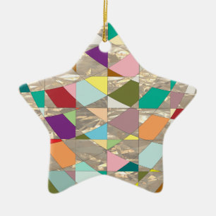 Abstract Colours Gold Ceramic Ornament