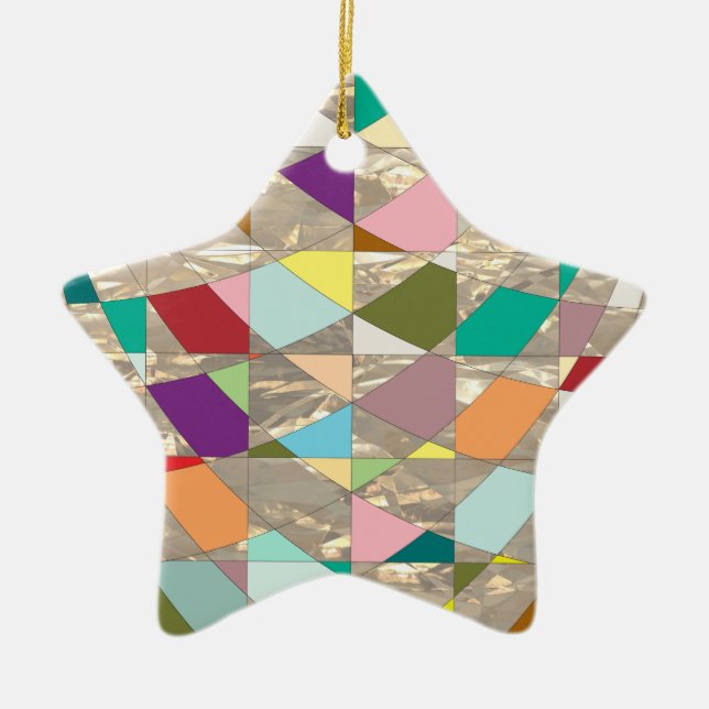 Abstract Colours Gold Ceramic Ornament (Front)
