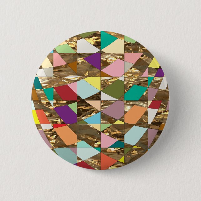 Abstract Colours Gold Foil 2 Inch Round Button (Front)