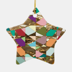 Abstract Colours Gold Foil Ceramic Ornament