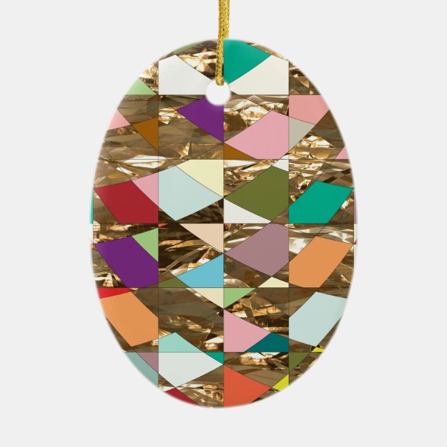 Abstract Colours Gold Foil Ceramic Ornament (Front)