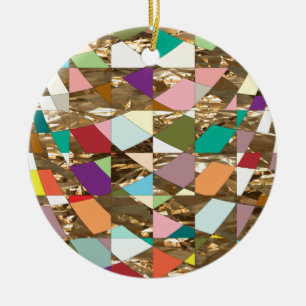 Abstract Colours Gold Foil Ceramic Ornament